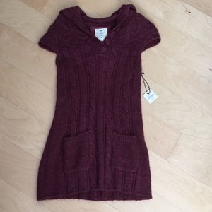 Heritage Hooded maroon sweater dress NWT